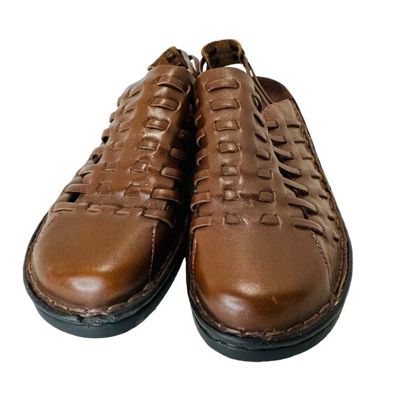 Clarks Women's Brown Sandals Size 7M Cushioned Comfort Braided Leather Slip On - Picture 4 of 10